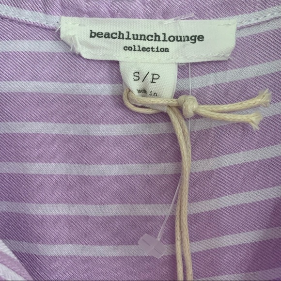 NEW BEACHLUNCHLOUNGE Lavender White Sleeveless Button Down High Low Shirt - Picture 2 of 5